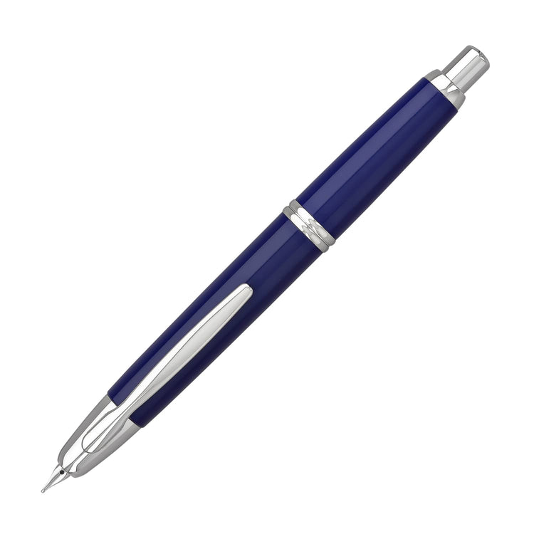 Pilot Vanishing Point Fountain Pen in Blue & Rhodium - 18K Gold Fountain Pen