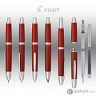 Pilot Vanishing Point Fountain Pen in Red & Rhodium - 18K Gold Fountain Pen