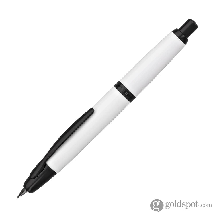 Pilot Vanishing Point Fountain Pen in Shiny White & Black Accents - 18K Gold Stub Nib Fountain Pen