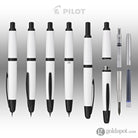 Pilot Vanishing Point Fountain Pen in Shiny White & Black Accents - 18K Gold Stub Nib Fountain Pen