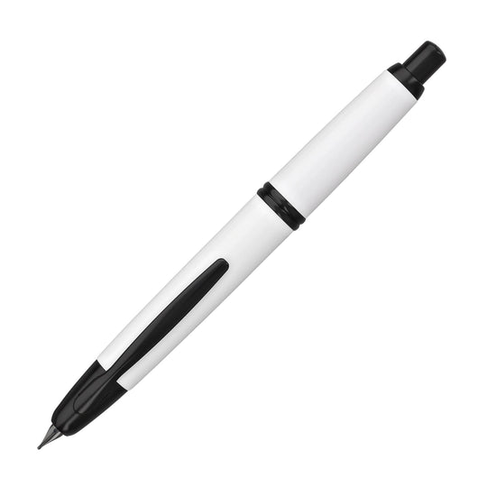 Pilot Vanishing Point Fountain Pen in Shiny White & Black Accents - 18K Gold Nib