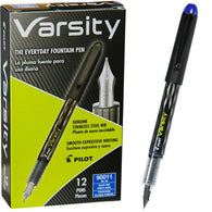 Pilot Varsity Disposable Fountain Pen in Black with Blue Ink - Pack of 12