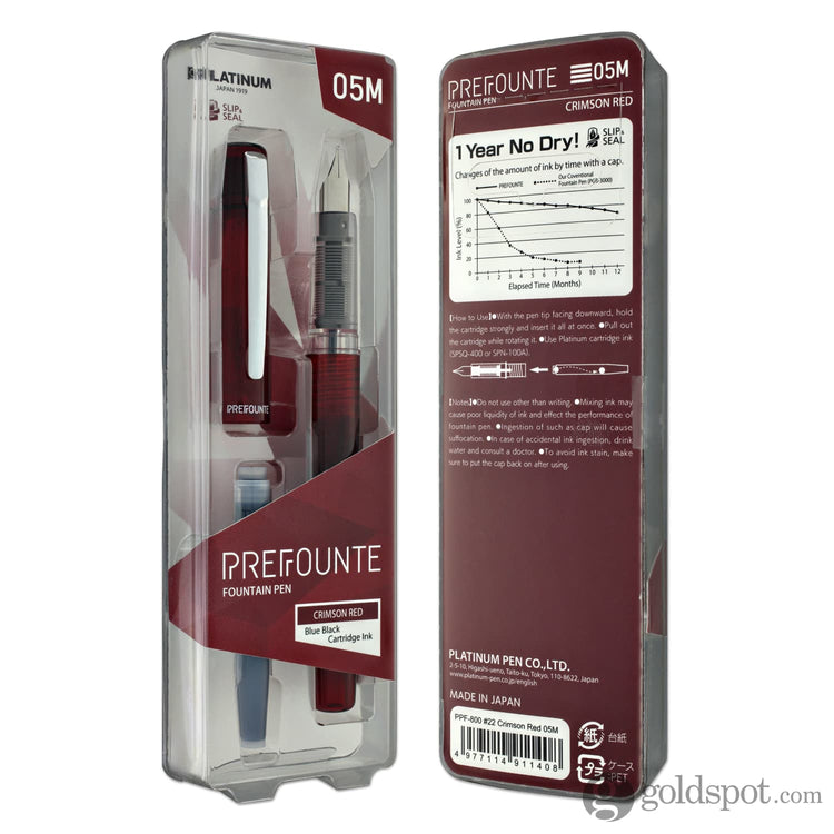 Platinum Prefounte Fountain Pen in Crimson Red Fountain Pen