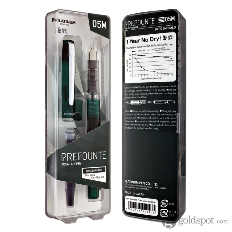 Platinum Prefounte Fountain Pen in Dark Emerald Fountain Pen