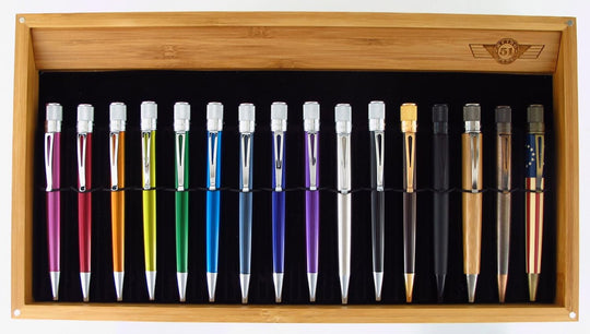Retro 51 Bamboo Desk Display 16 Pen Tray