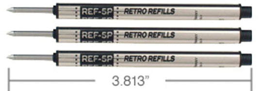 Retro 51 Retractable Rollerball Pen Refill in Black - Pack of 3