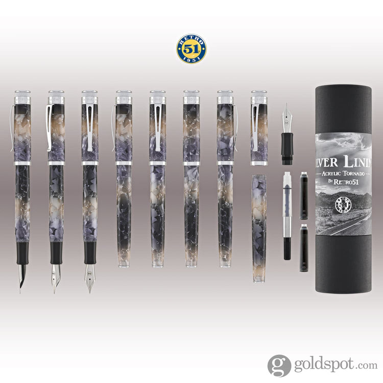 Retro 51 Tornado Fountain Pen in Silver Lining Fountain Pen