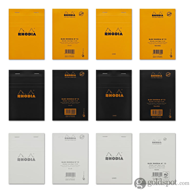 Rhodia No. 13 Staplebound 4 x 6 Graph Paper Notepad in Black Notepad