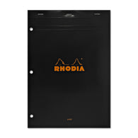 Rhodia No. 18 Lined Staplebound with 3 Hole Punch 8.25 x 11.75 in Black