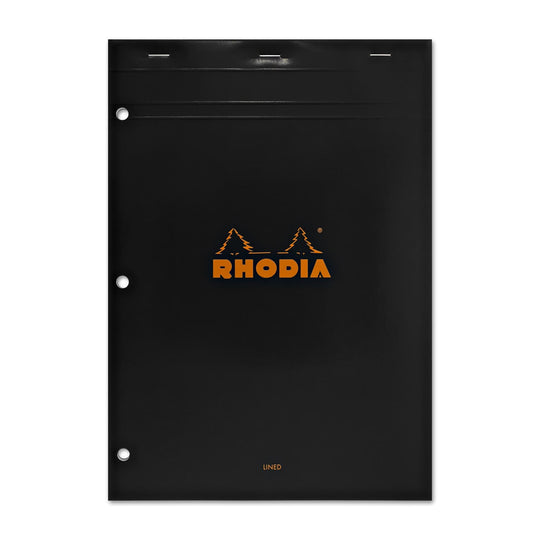 Rhodia No. 18 Lined Staplebound with 3 Hole Punch 8.25 x 11.75 in Black