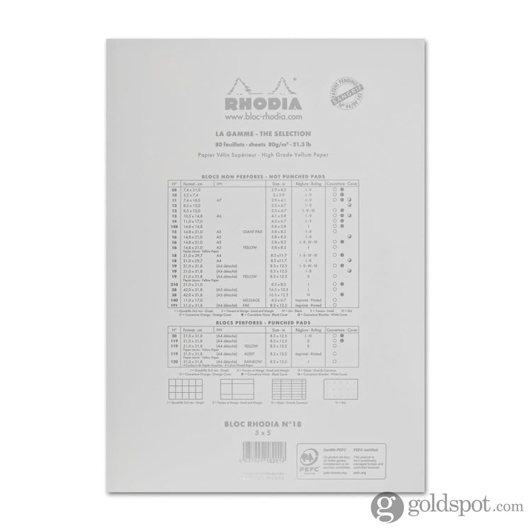 Rhodia No.18 Staplebound 8.25 x 11.75 Notepad in Ice Notebooks Journals