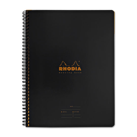 Rhodia Wiredbound Lined Meeting Book Notebook in Black - 9 x 11.75