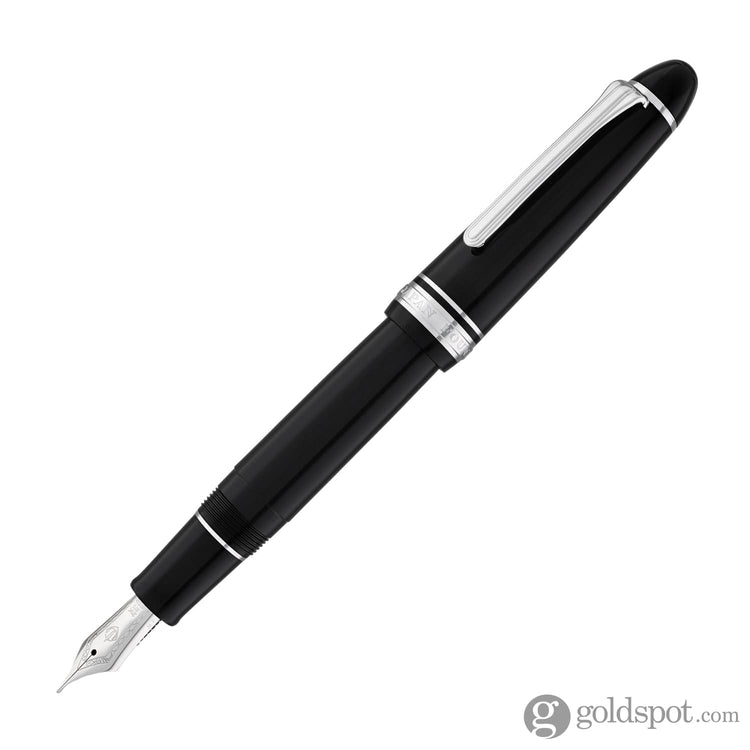 Sailor 1911 Large Fountain Pen in Black with Silver Trim - 21K Gold Fountain Pen