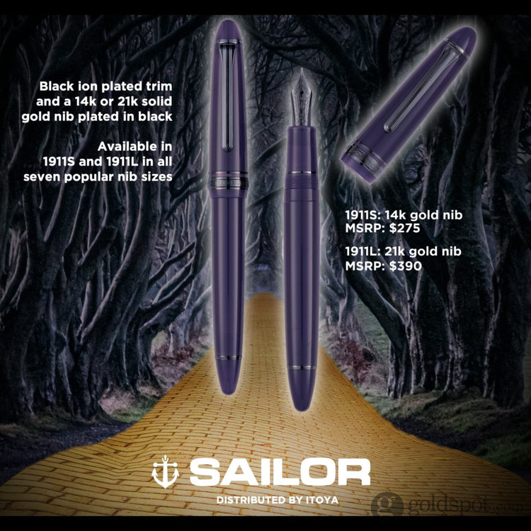 Sailor 1911 Large Fountain Pen in Wicked Witch - 21kt Gold Nib Fountain Pen
