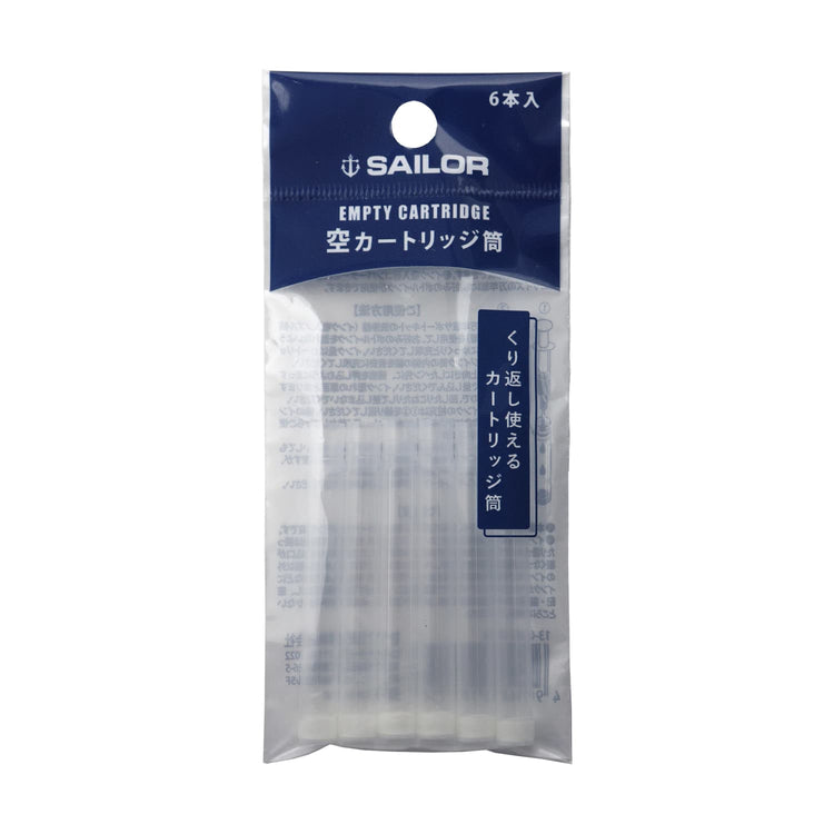Sailor Fountain Pen Empty Reusable Ink Cartridges - 6 Pack Fountain Pen Cartridges