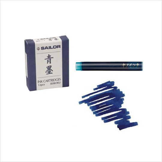Sailor Ink Cartridges in Seiboku Blue Pigmented - Pack of 12