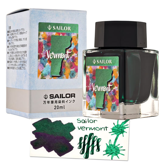 Sailor USA State Bottled Ink in Vermont (Emerald Green) - 20 mL
