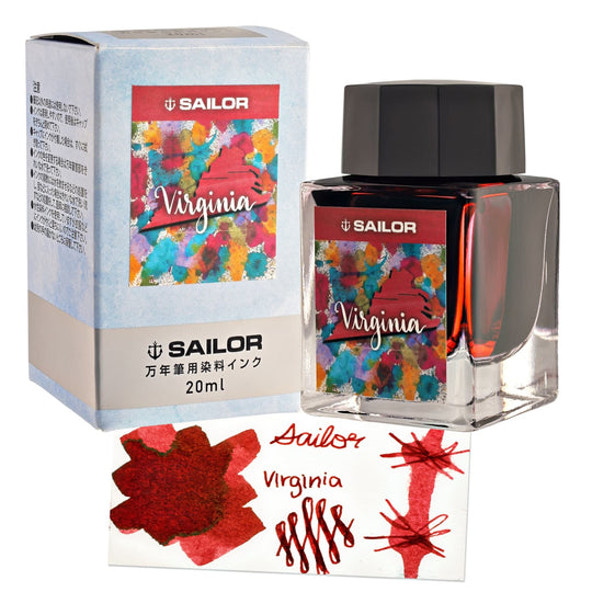 Sailor USA State Bottled Ink in Virginia (Red) - 20 mL
