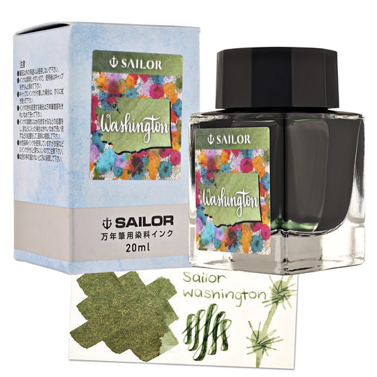 Sailor USA State Bottled Ink in Washington (Green) - 20 mL