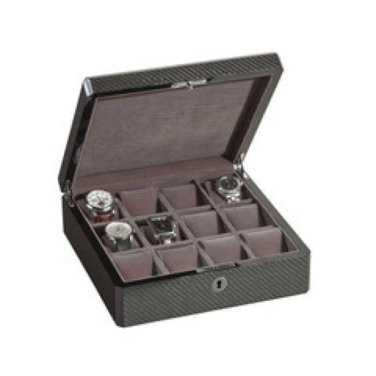 Venlo 15 Collection 12 Watch Holder Case in Carbon Fiber