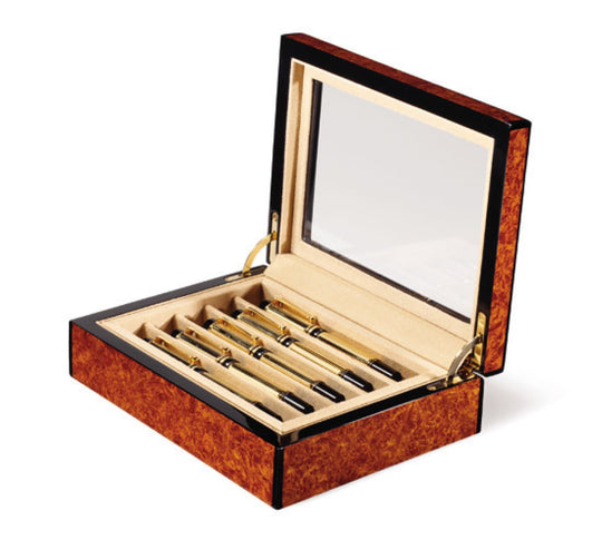 Venlo Exotic Wood Collection Burl 5 Holder Pen Case