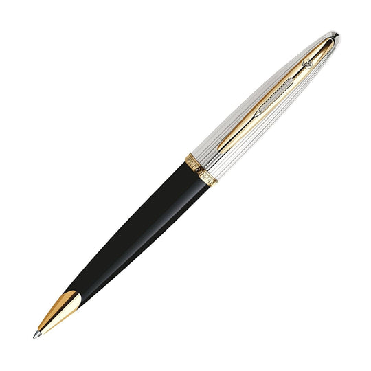 Waterman Carene Ballpoint Pen in Deluxe Black & Silver with Gold Trim