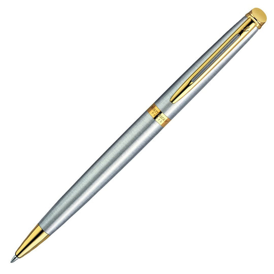 Waterman Hemisphere Ballpoint Pen in Stainless Steel with Gold Trim