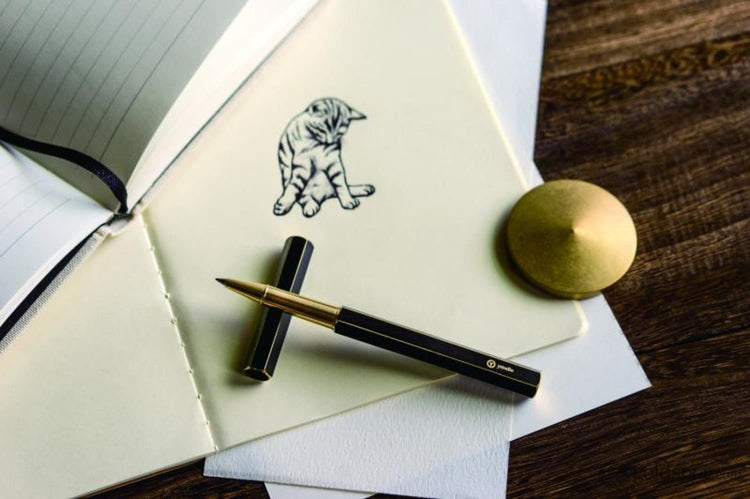 ystudio Brassing Rollerball Pen in Black Mechanical Pencil